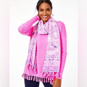 Lilly Pulitzer Prosecco Pink Purple Lilac You A Lot Tassel Resort Scarf